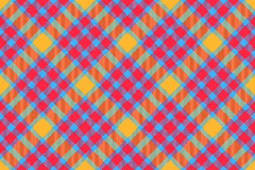 Vibrant plaid pattern. Repeating checkered design in shades of red, yellow, and blue. Perfect for backgrounds, textiles, or creative projects. A cheerful, versatile texture. vector