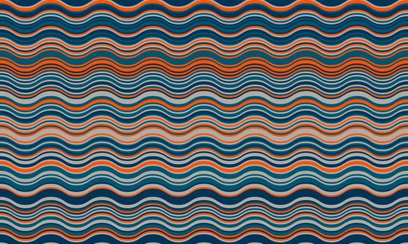 Abstract wavy stripes in calming teal, orange, and gray tones create a seamless pattern perfect for website backgrounds, textile designs, or modern branding. vector