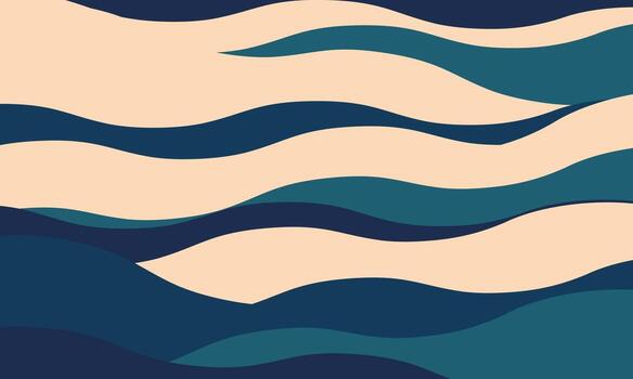 Abstract calming ocean wave pattern. Elegant teal and beige color palette evokes serenity and peace. Ideal for website backgrounds, social media, or print projects. vector