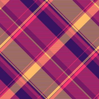 curvo tela controlar, frente sin costura tartán textil. matrimonio tartán textura modelo antecedentes en Violeta y rojo colores. vector