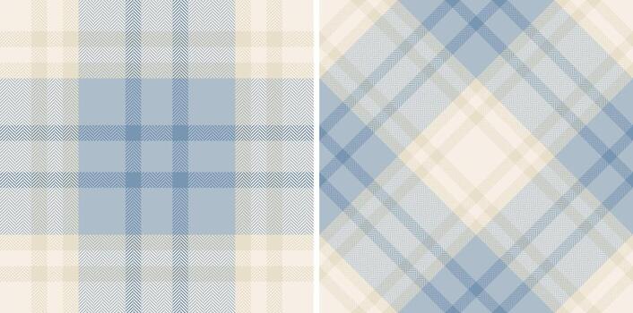 elegante tartán patrones en ligero azul y crema. ideal para textil diseños, antecedentes, o creando un acogedor, sofisticado estético. versátil y eterno. vector
