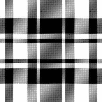 Black and white seamless tartan pattern. Classic checkered design great for textiles, backgrounds, or modern graphic projects. Versatile, bold, and timeless. vector