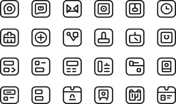 colección de mano dibujado cuadrado íconos representando varios digital y negocio funciones vector