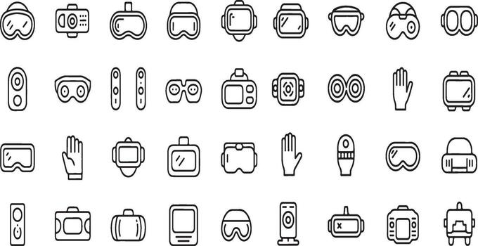 colección de mano dibujado íconos representando varios contenedores y objetos vector