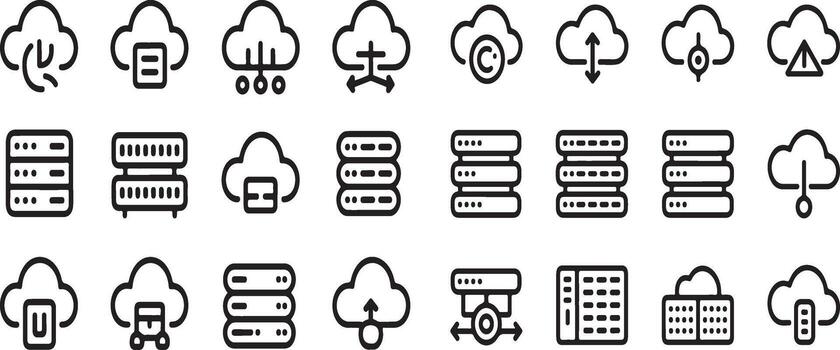 colección de nube informática y datos almacenamiento íconos para tecnología y negocio aplicaciones vector