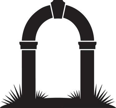 Simple silhouette of an ancient stone archway with grass vector