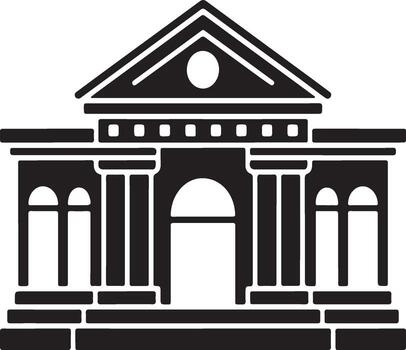 Building icon with columns and pediment vector