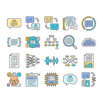 natural language processing nlp icon set design vector