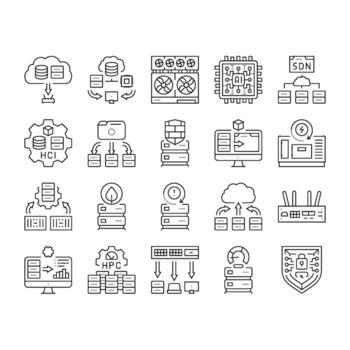 next gen data center automation icons set item vector