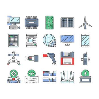industria 3.0 cibernética sensores paquete conjunto objeto vector
