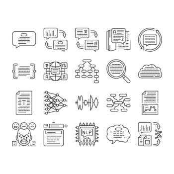 natural language processing nlp icons set element vector