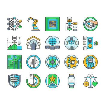 ai integración automatización íconos articulo vector