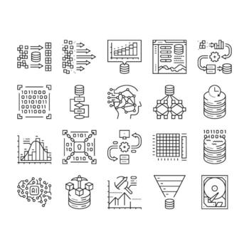 big data analytics hadoop icons pack set sign vector