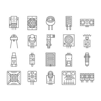 sensor módulo iot infrarrojo íconos conjunto diseño vector