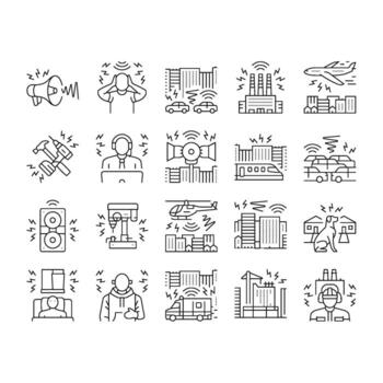 noise pollution icons set element vector