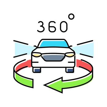 360 degree camera view auto tainment color icon entity vector