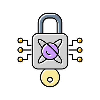 encryption lock quantum computer color icon figure vector