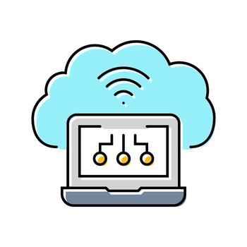 virtual máquina nube informática color icono entrada vector