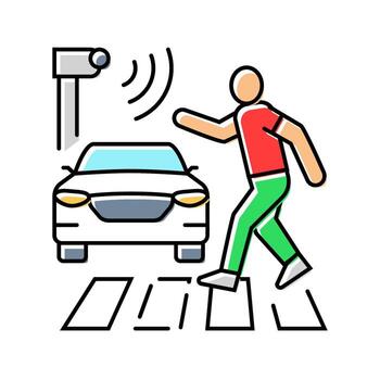 peatonal detección autónomo vehículo color icono marca vector