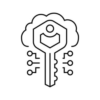 cifrado llave nube informática línea icono figura vector