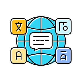multilingual globe nlp color icon piece vector