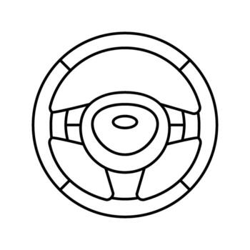 steering wheel with multimedia controls line icon object vector