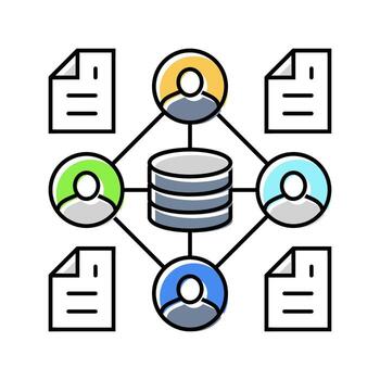 distributed ledger decentralized application color icon fragment vector