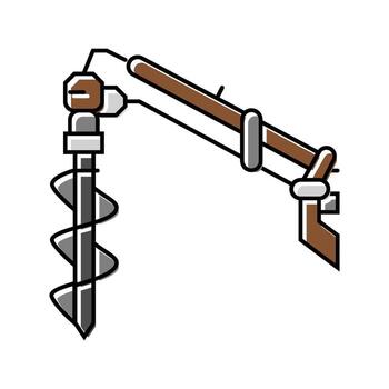 post hole digger tractor color icon indicator vector