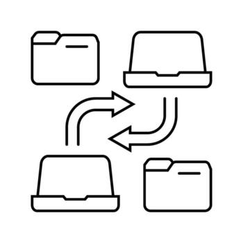 documento compartiendo híbrido trabajo línea icono objeto vector