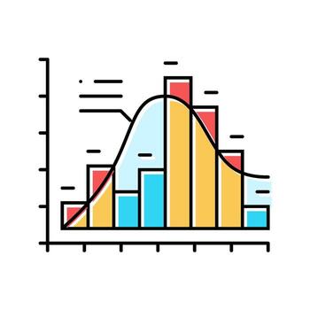 histograma grande datos color icono marca vector