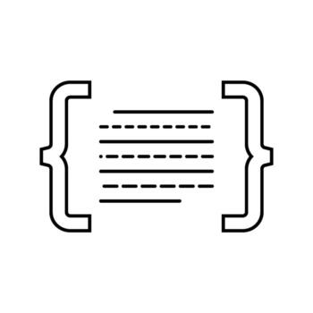 code brackets with letters nlp line icon thing vector