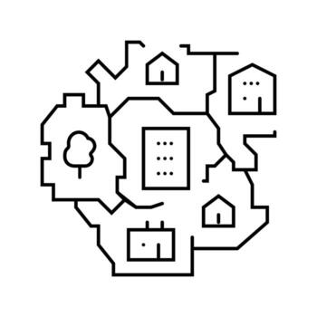 urban planning blueprint line icon item vector