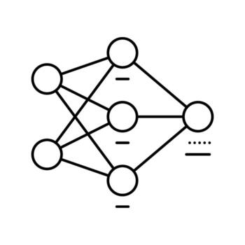 neural network diagram machine learning line icon article vector