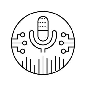 digital asistente micrófono ai integración línea icono firmar vector