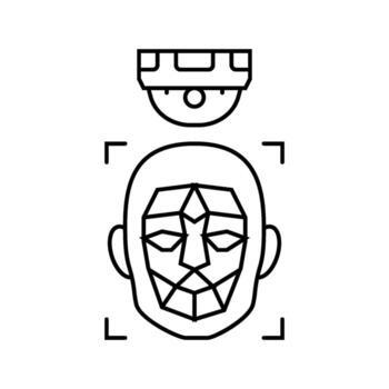 facial recognition camera social robotics line icon indicator vector