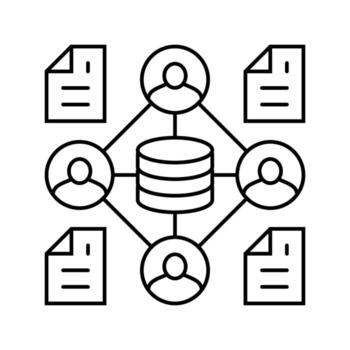 distributed ledger decentralized application line icon mark vector