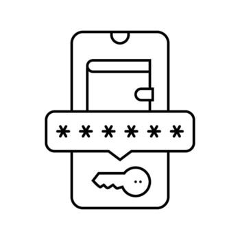 digital wallet key decentralized application line icon object vector