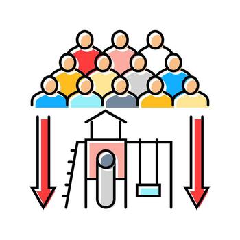 crowded playground color icon fragment vector