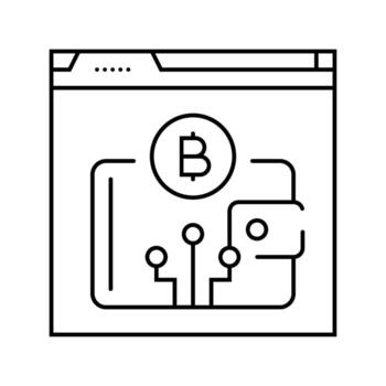 cryptocurrency wallet decentralized application line icon unit vector