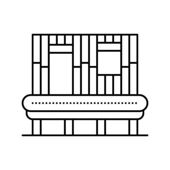 assembly line wood frame house line icon object vector