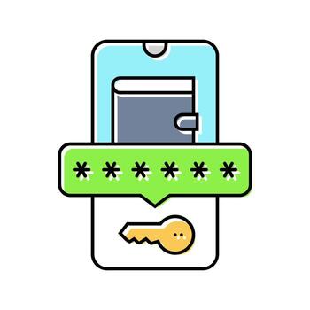 digital wallet key decentralized application color icon part vector