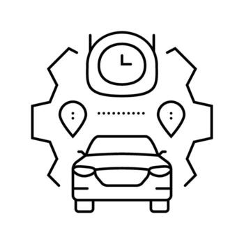 route optimization autonomous vehicle line icon indicator vector