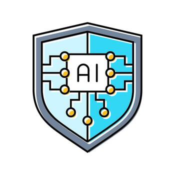seguridad proteger con ai profundo aprendizaje color icono detalle vector