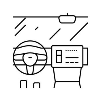 car with screen display auto tainment line icon module vector