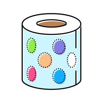 embossed pattern toilet paper color icon figure vector