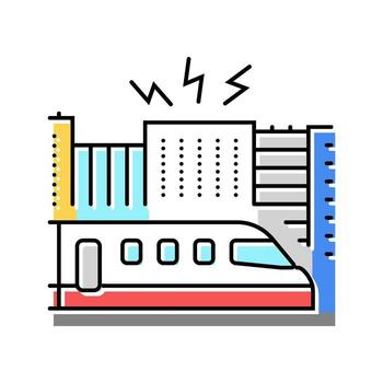 train creating loud sound city color icon module vector