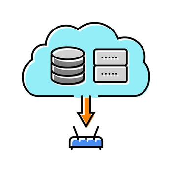 cloud infrastructure data center color icon element vector