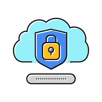 security lock cloud computing color icon emblem vector