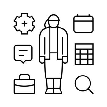 multitasking skills office assistant line icon item vector