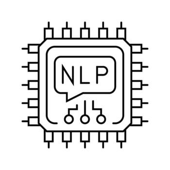 language processor chip nlp line icon object vector